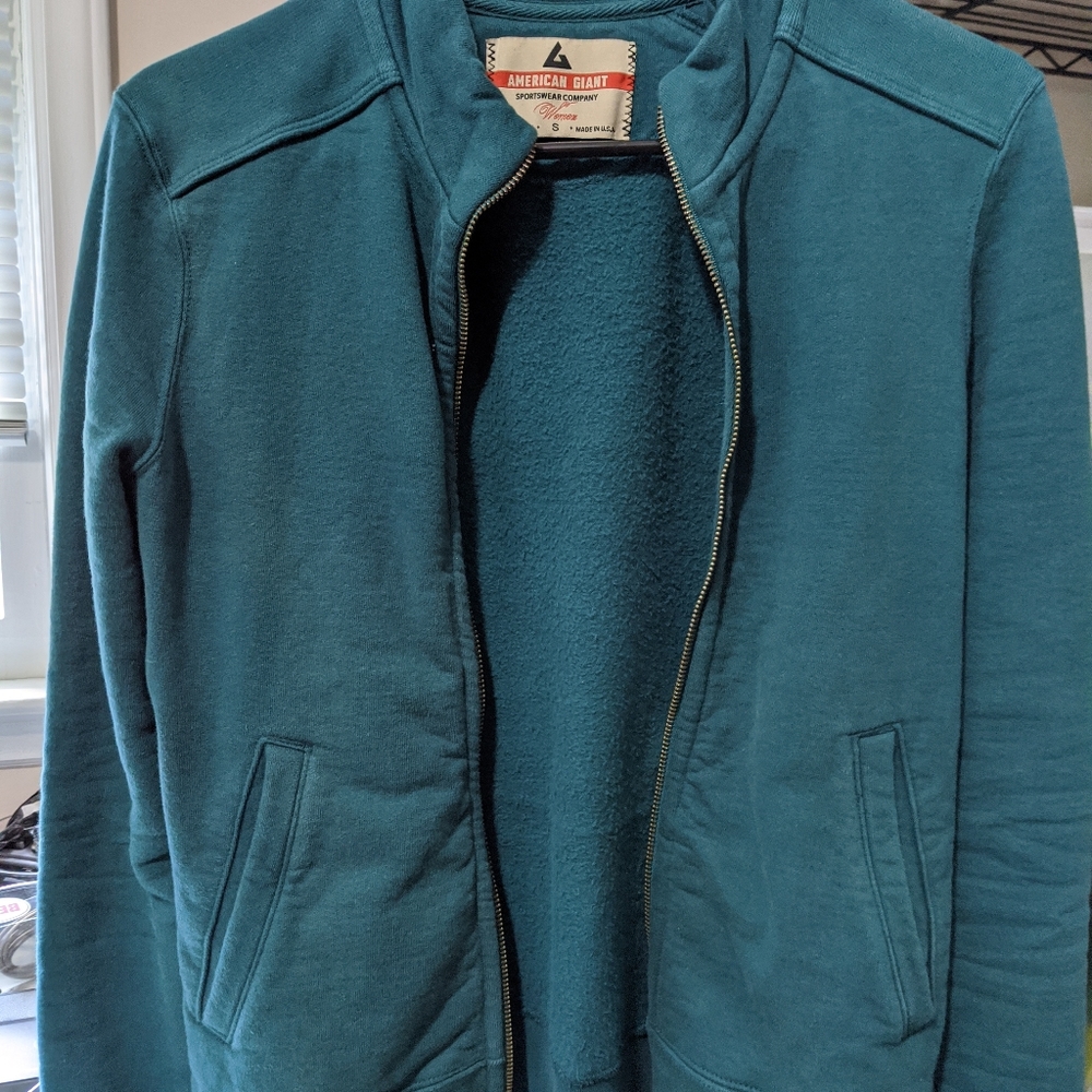 American Giant Moto Full Zip Small Emerald